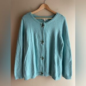 Christopher & Banks Wool Blue Cardigan Sweater Size XL